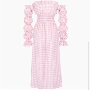 Sleeper Michelin Linen Dress Pink Gingham